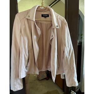 Coffee shop brand light pink suede biker motorcycle jacket